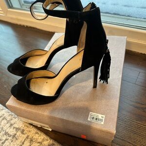 Botkier Black Suede Heels with Tassel Detail